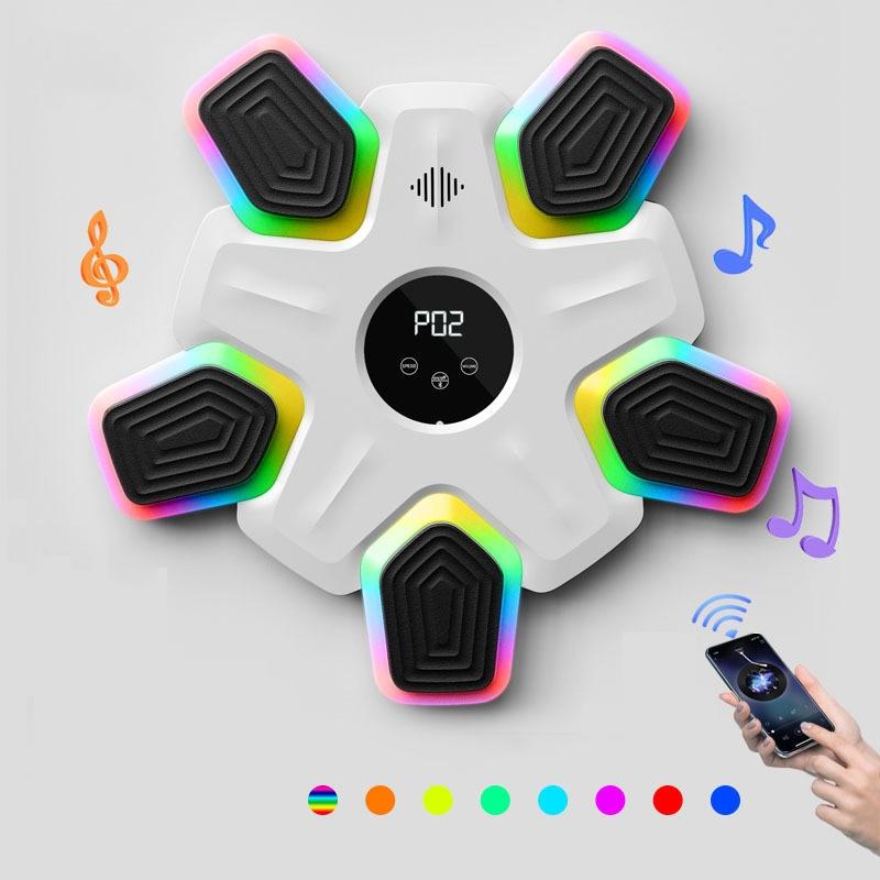 Bluetooth Music Boxing Machine - 4 Modes 9 Speeds Colourful Lights - With Adult Gloves Black
