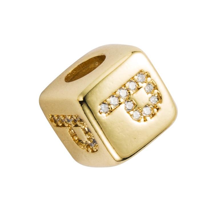 Brass Micro Inlaid Couple Red String Diy Bracelet English Letter Beads Style - P