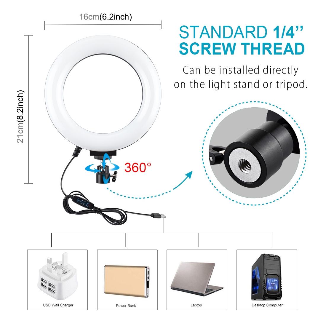 Live Broadcast Dual Phone Bracket with 1.1m Tripod & 6.2 Inch Led Ring Light Kit
