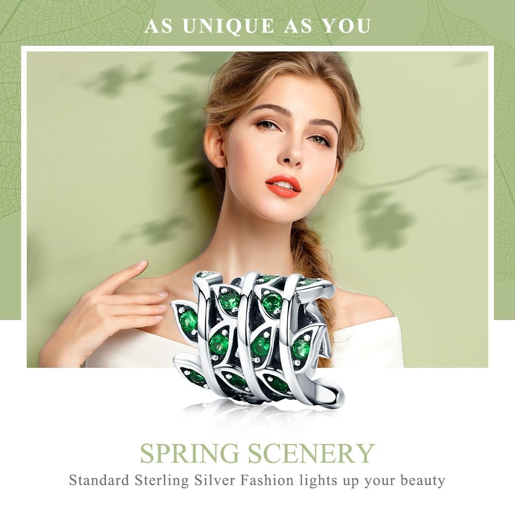 925 Sterling Silver Spring Scenery Bead Pendant