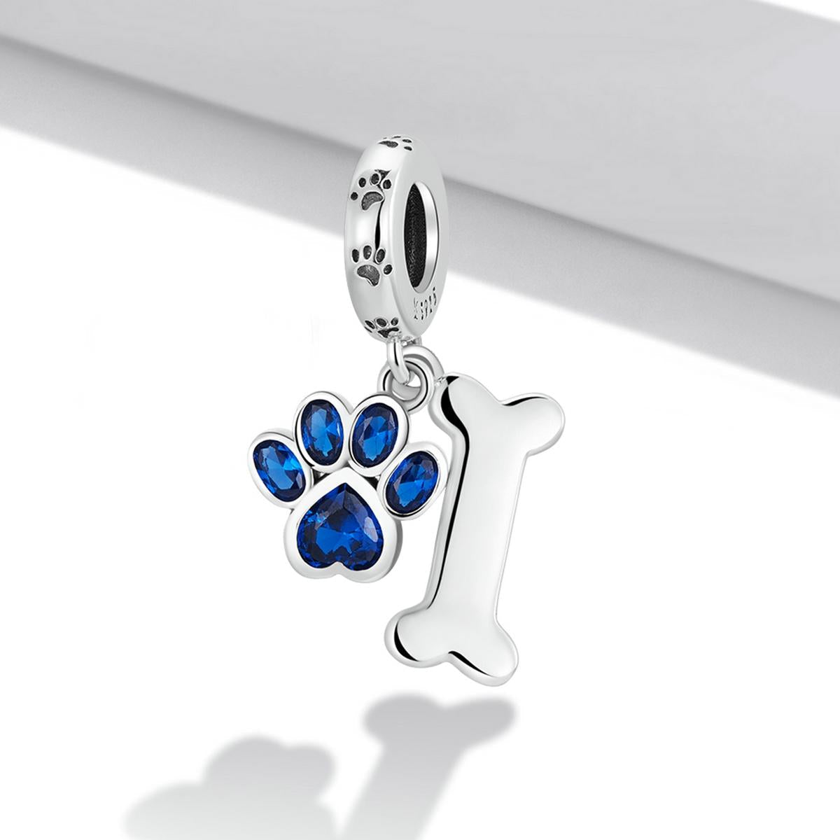925 Sterling Silver Dog Paw Bone Pendant For Bracelet Or Necklace