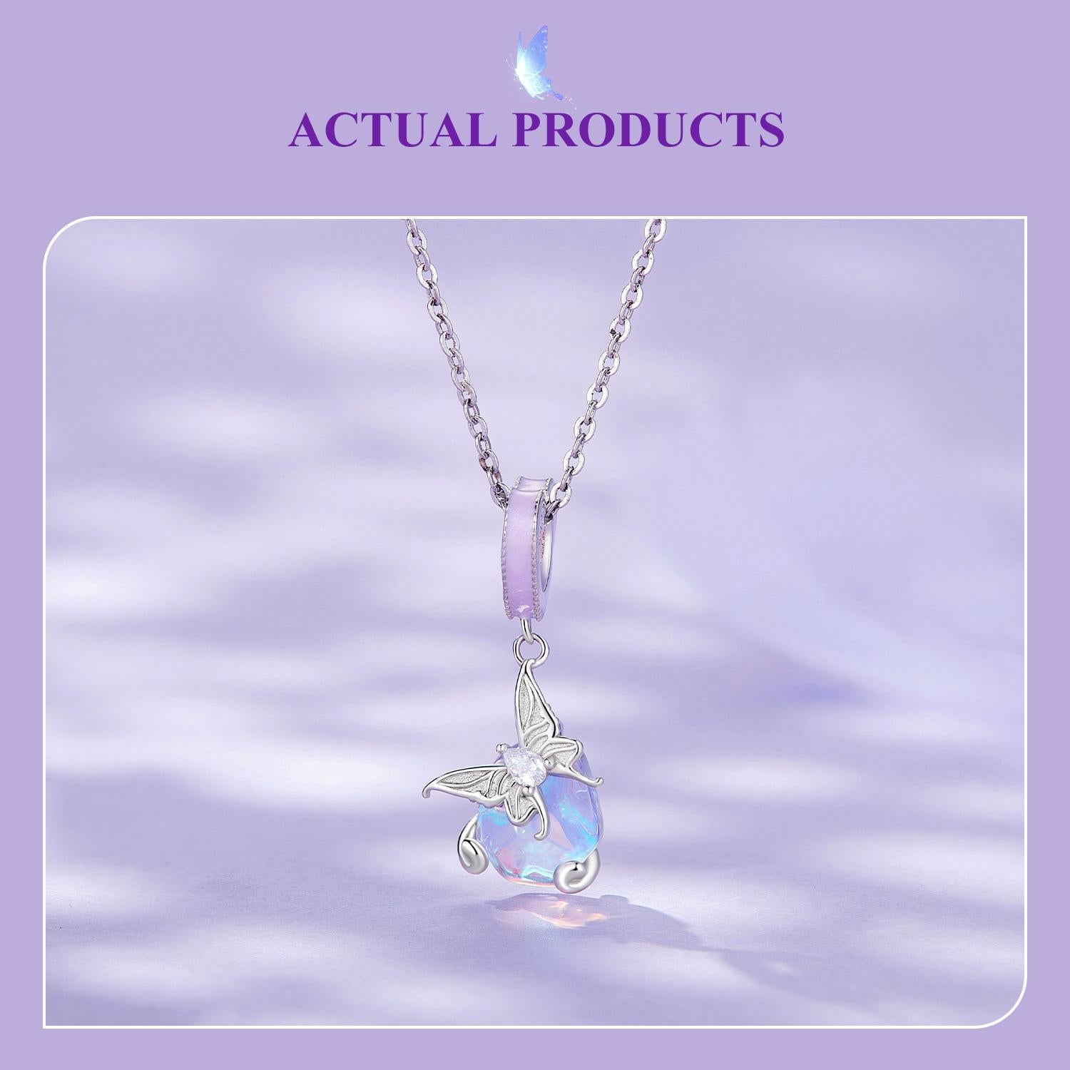 925 Sterling Silver Pastoral Butterfly Necklace Pendant