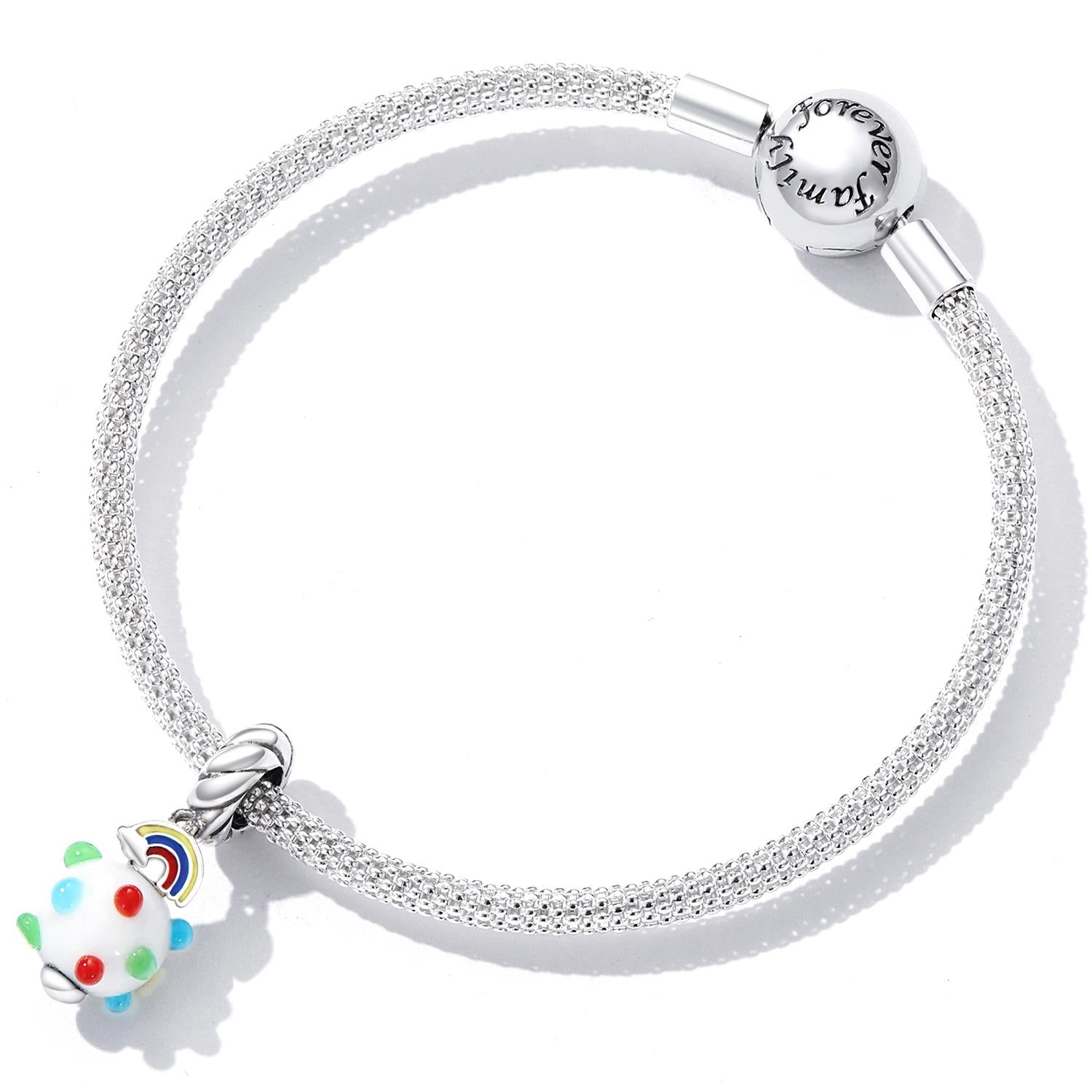 925 Sterling Silver Rainbow Glaze Pendant For Diy Bracelets & Necklaces