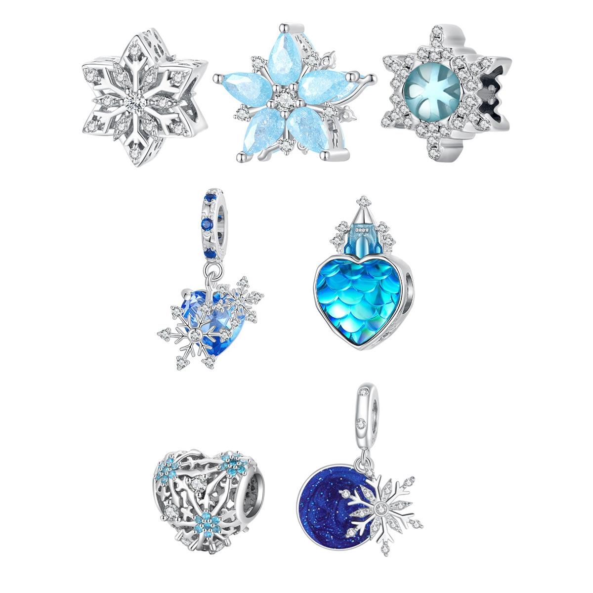 925 Sterling Silver Winter Snowflake Diy Bracelet Bead