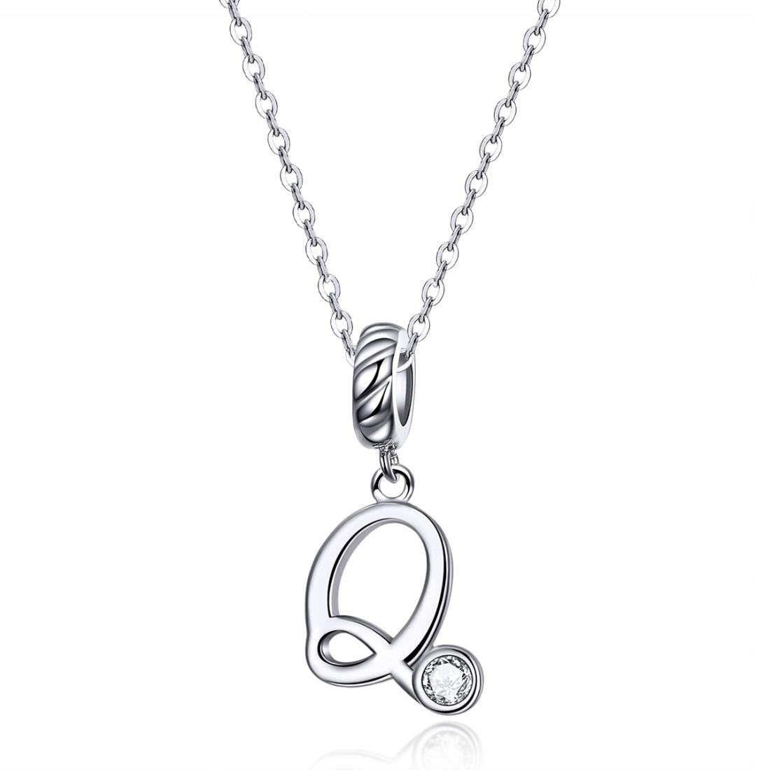 925 Sterling Silver Personalized Letter Pendant For Diy Bracelets & Necklaces Style - Q