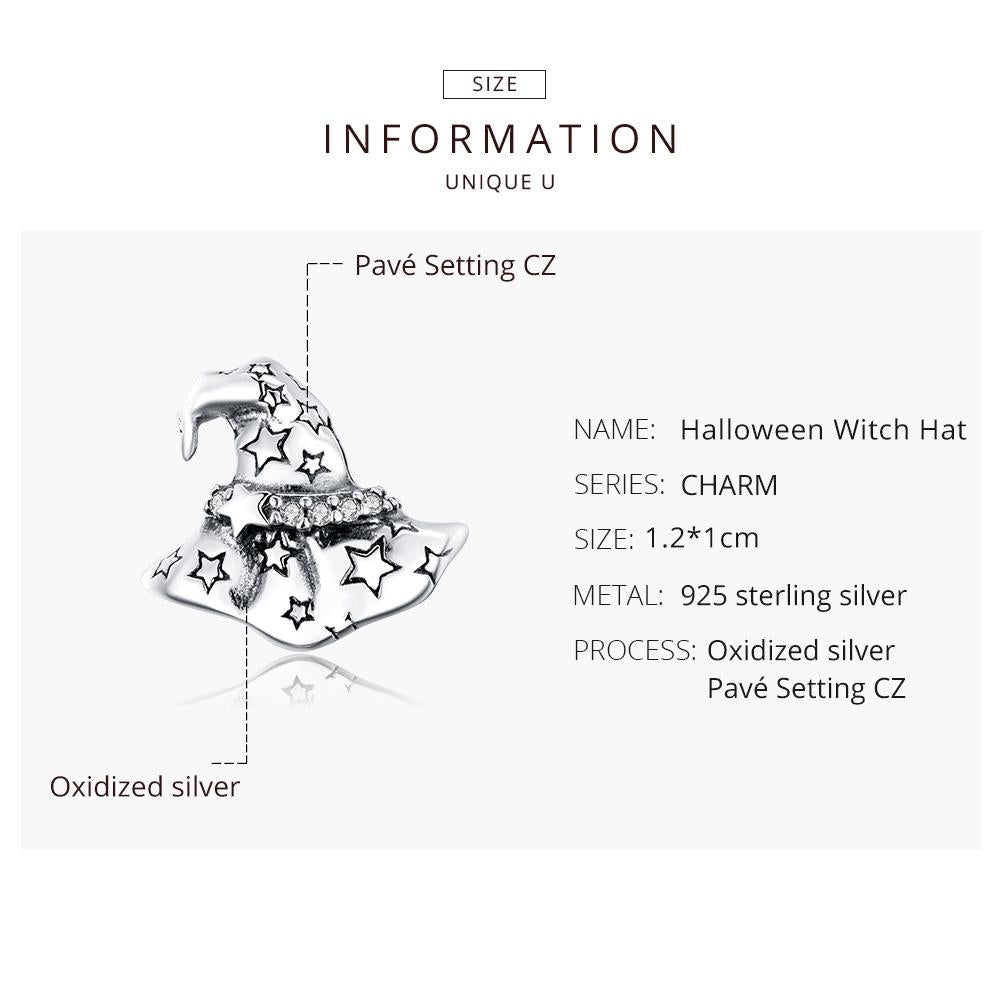 925 Sterling Silver Witch Hat Beads For Diy Bracelets & Necklaces