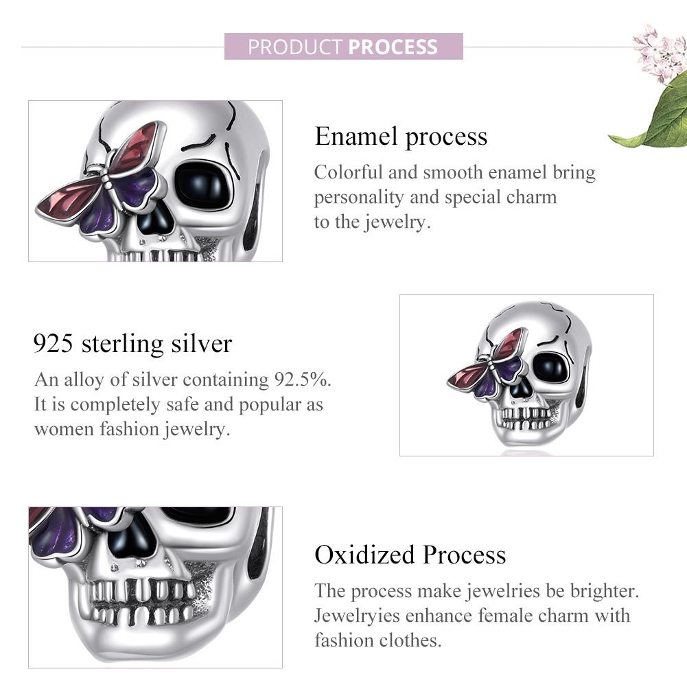 925 Sterling Silver Retro Skull Beads For Diy Bracelets & Necklaces