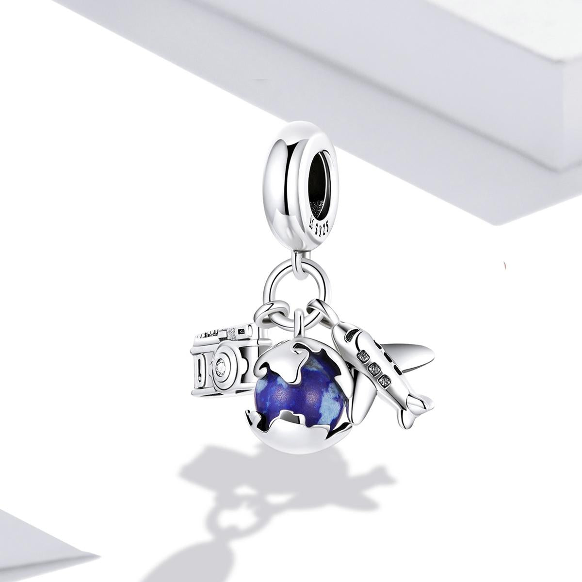 925 Sterling Silver Blue Zircon Aircraft Pendant For Diy Bracelets & Necklaces