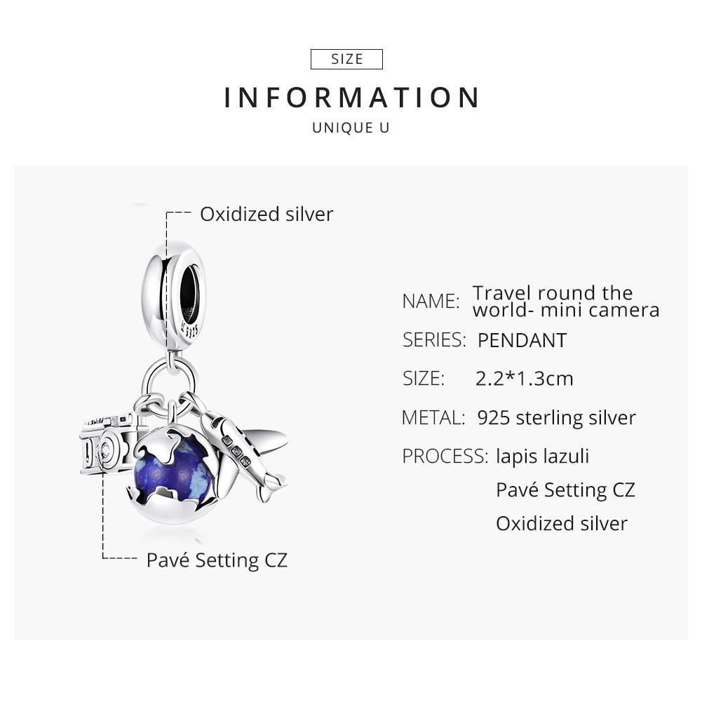 925 Sterling Silver Blue Zircon Aircraft Pendant For Diy Bracelets & Necklaces