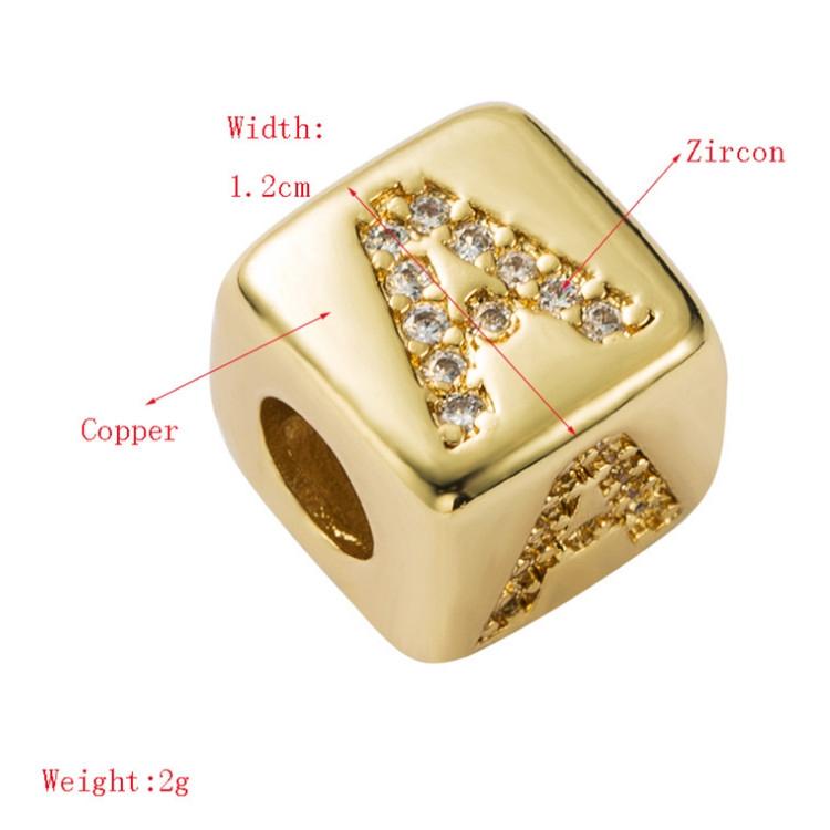Brass Micro Inlaid Couple Red String Pull Diy Bracelet English Letter Beads Style - H