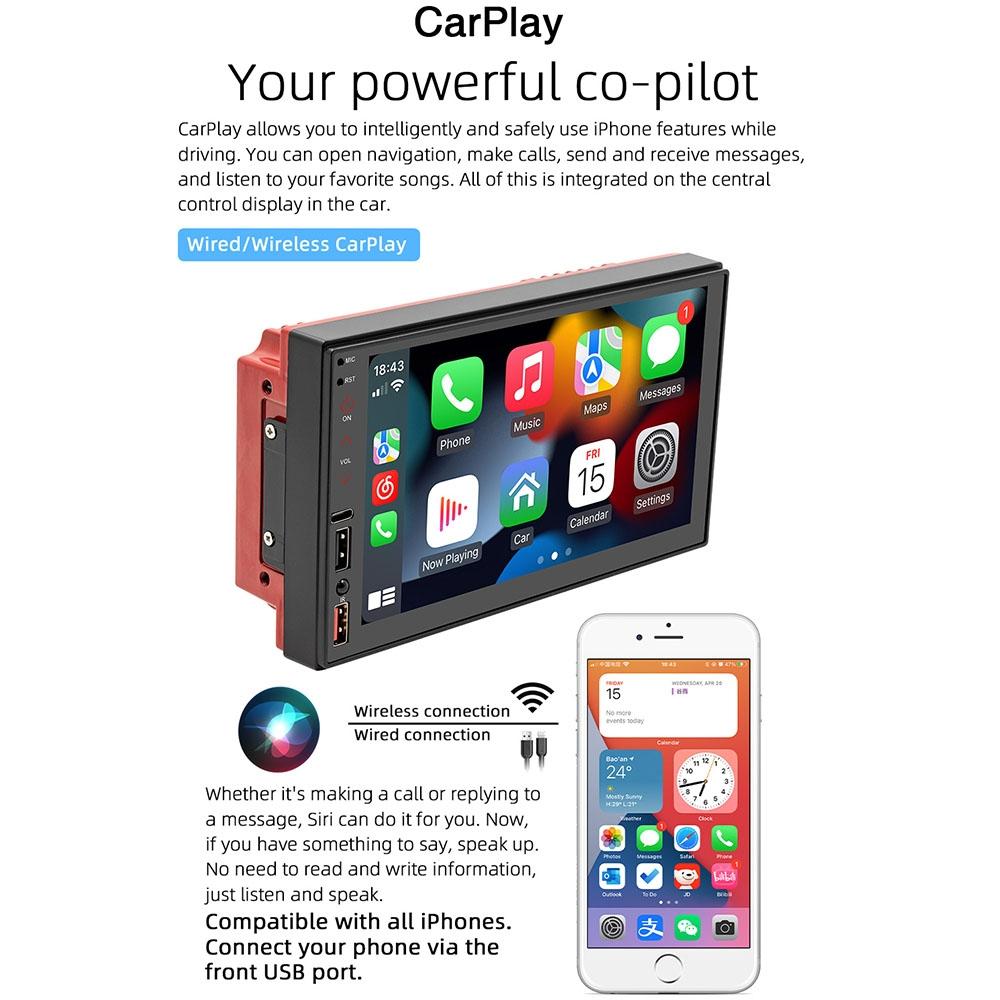 7 Inch Wireless Carplay Mp5 Player - Bluetooth / Reverse / Mobile Internet