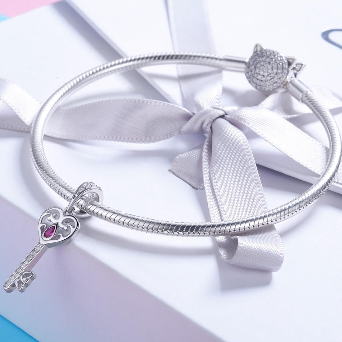 925 Sterling Silver Key Pendant For Happiness Charm