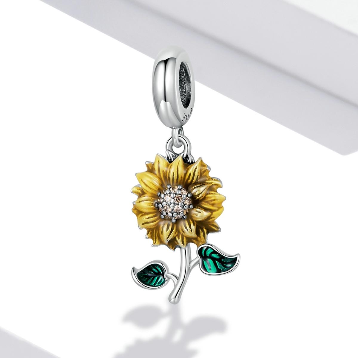 925 Sterling Silver Sunflower Pendant For Bracelet / Necklace