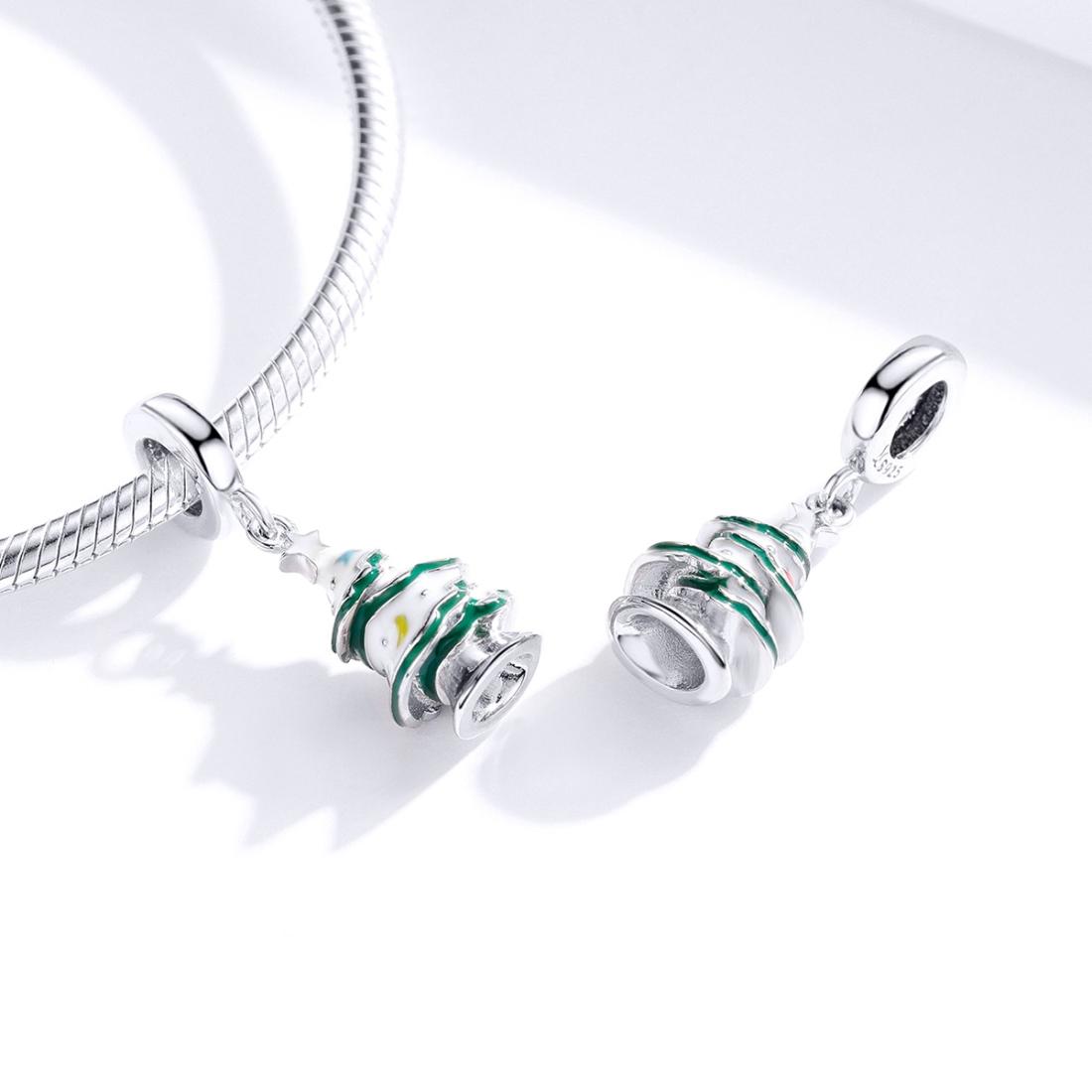 925 Sterling Silver Platinum Plated Christmas Tree Pendant For Diy Bracelets And Necklaces