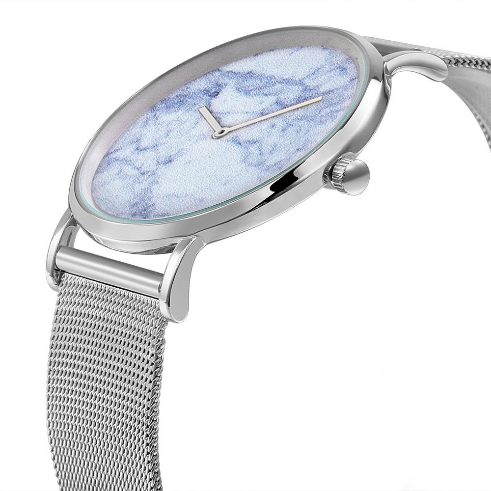 Stylish Women Quartz Watch with Stainless Steel Band - Round Dial Silver Alloy Case - Wa0730A
