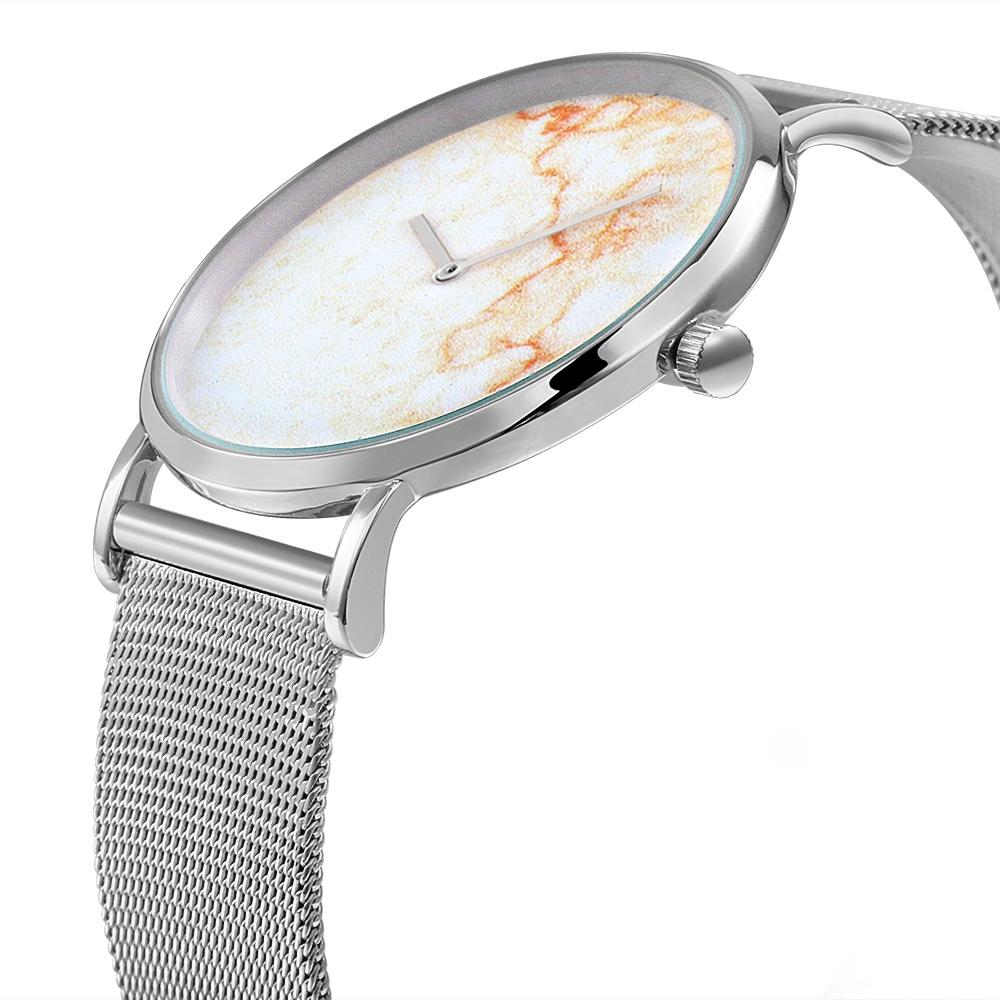 Stylish Women Quartz Watch with Stainless Steel Band - Round Dial Silver Alloy Case - Wa0730A