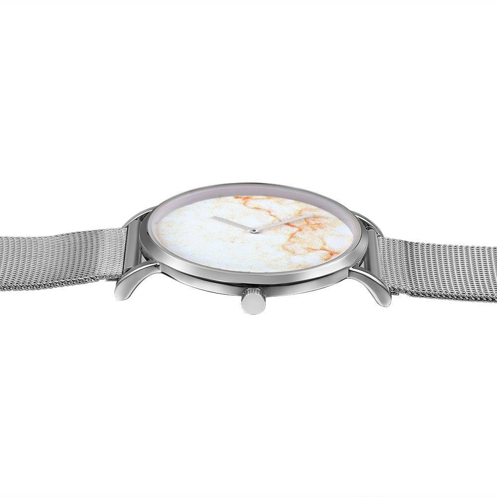 Stylish Women Quartz Watch with Stainless Steel Band - Round Dial Silver Alloy Case - Wa0730A