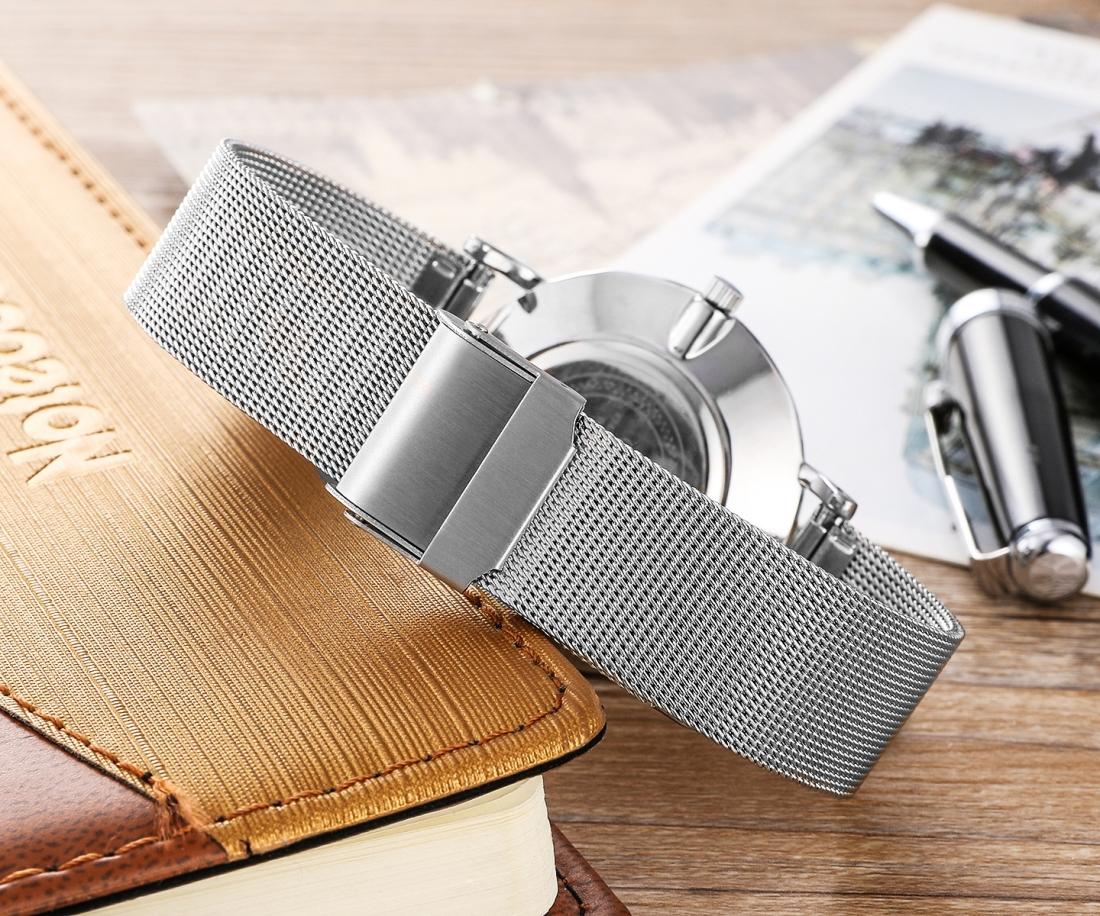 Stylish Women Quartz Watch with Stainless Steel Band - Round Dial Silver Alloy Case - Wa0730A