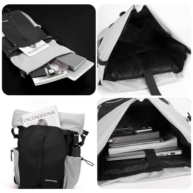 Large Capacity Contrast Backpack For Commuting - Black