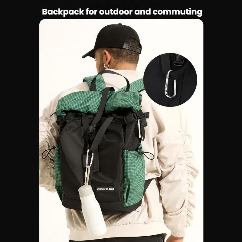 Large Capacity Contrast Backpack For Commuting - Black