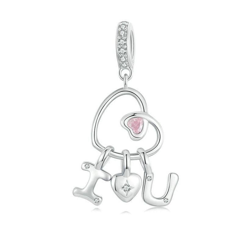 925 Sterling Silver Platinum Plated Love Letter Pendant