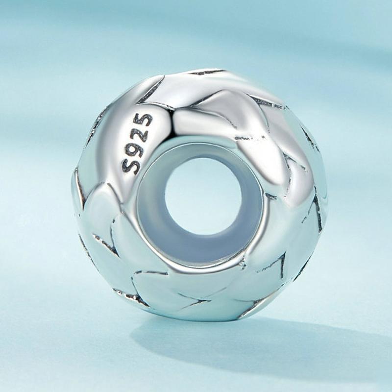 925 Sterling Silver Feather Textured Spacer Bead Bracelet / Necklace Set