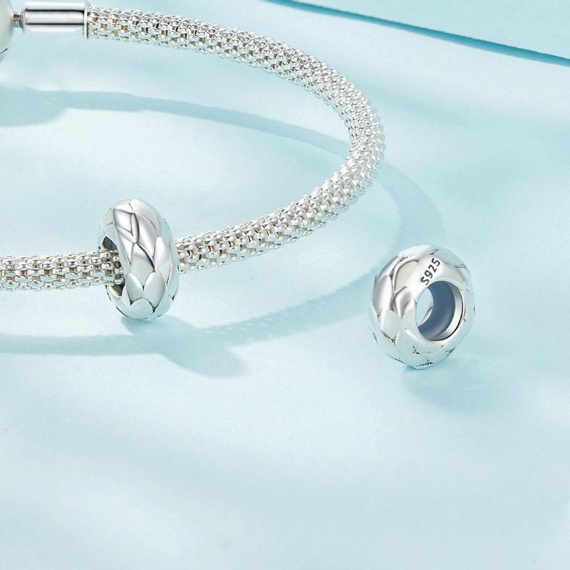 925 Sterling Silver Feather Textured Spacer Bead Bracelet / Necklace Set