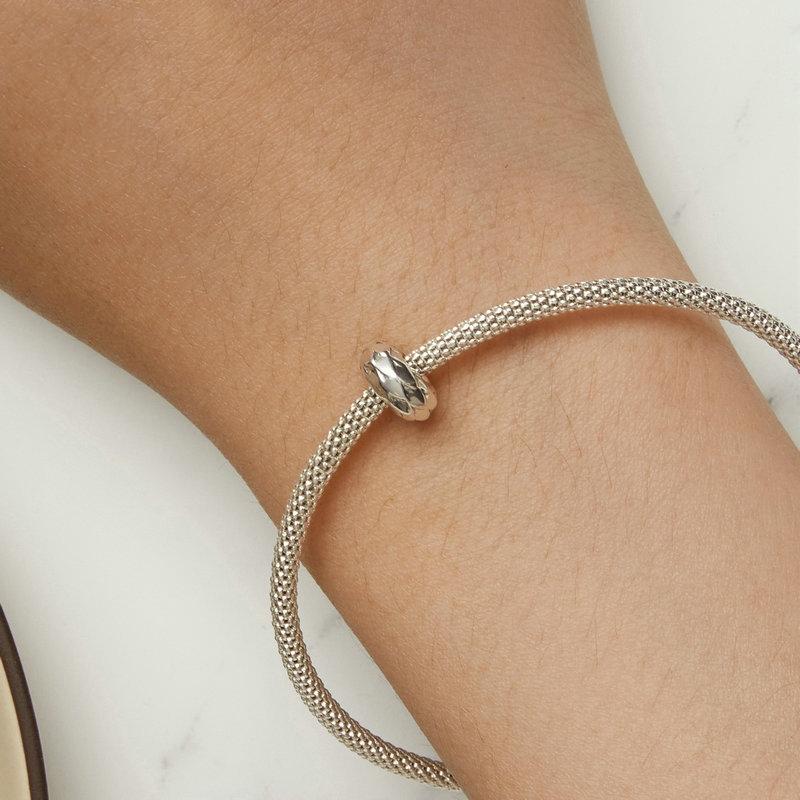 925 Sterling Silver Feather Textured Spacer Bead Bracelet / Necklace Set