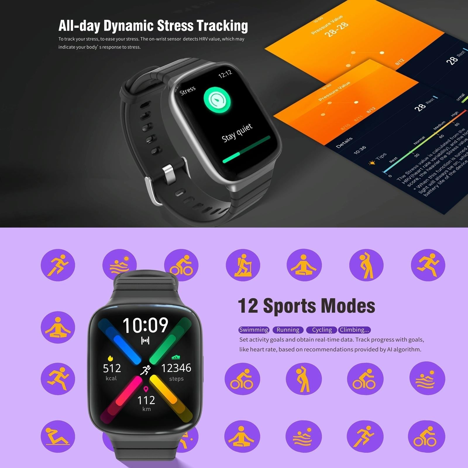 1.69 Inch Ips Screen 5Atm Waterproof Sport Smart Watch Support Sleep Monitoring / Heart Rate Monitoring / Sport Mode / Incoming Call & Information Reminder - Rose Gold
