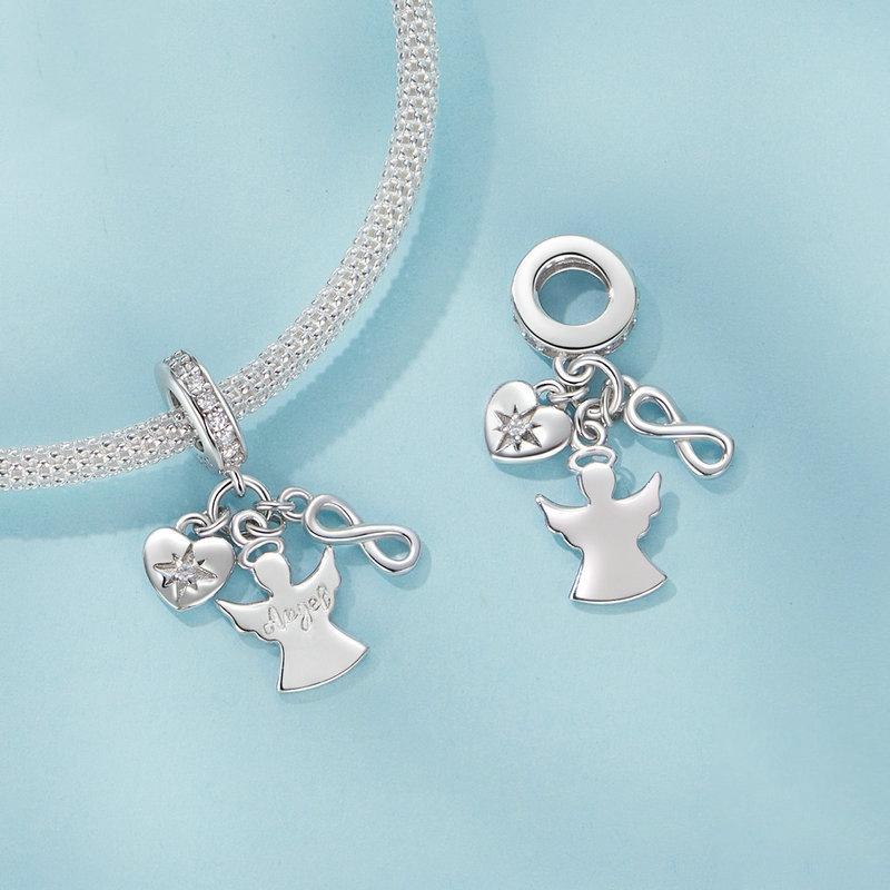 925 Sterling Silver Guardian Angel Good Luck Pendant