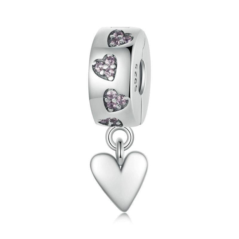 925 Sterling Silver Platinum Plated Smart Heart Diy Beads