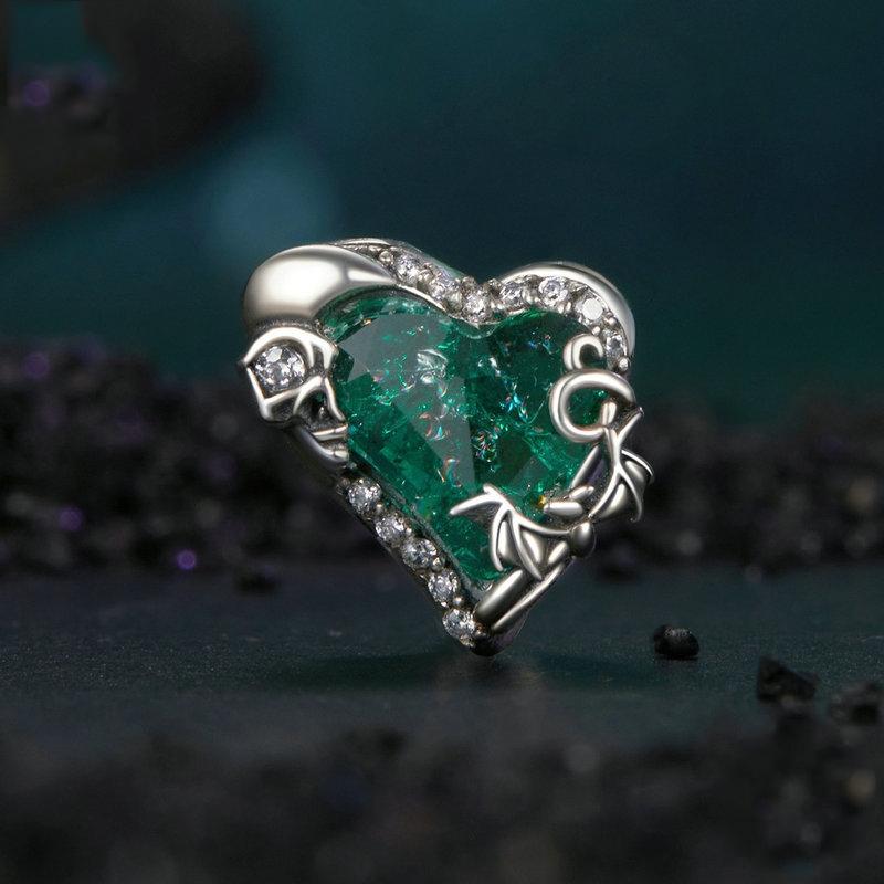 925 Sterling Silver Retro Heart Shaped Beads In