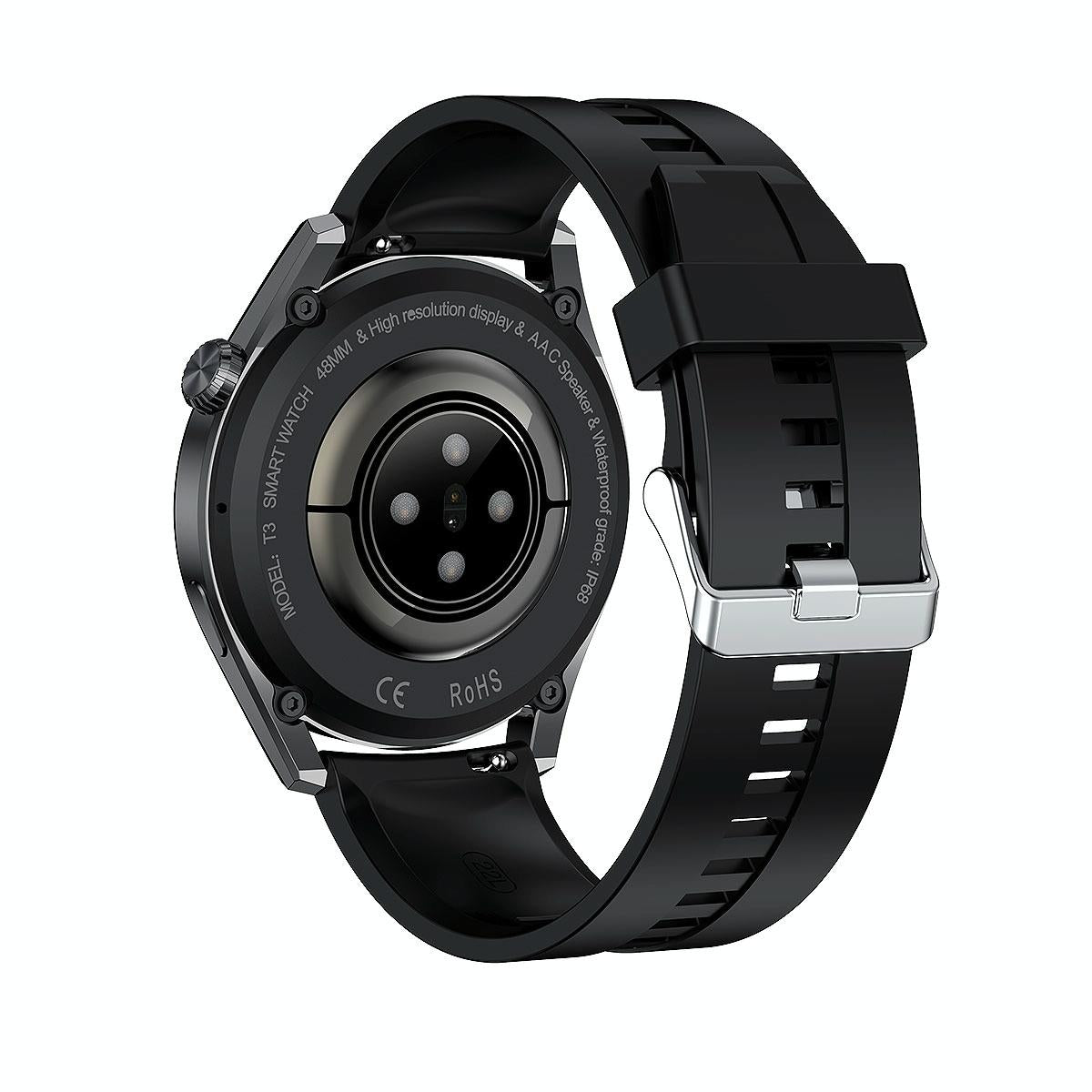 Waterproof Silicone Smartwatch With Colour Display - Black