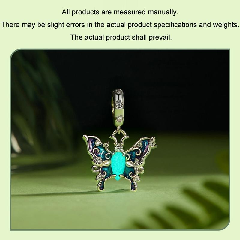 925 Sterling Silver Platinum Plated Luminous Butterfly Pendant