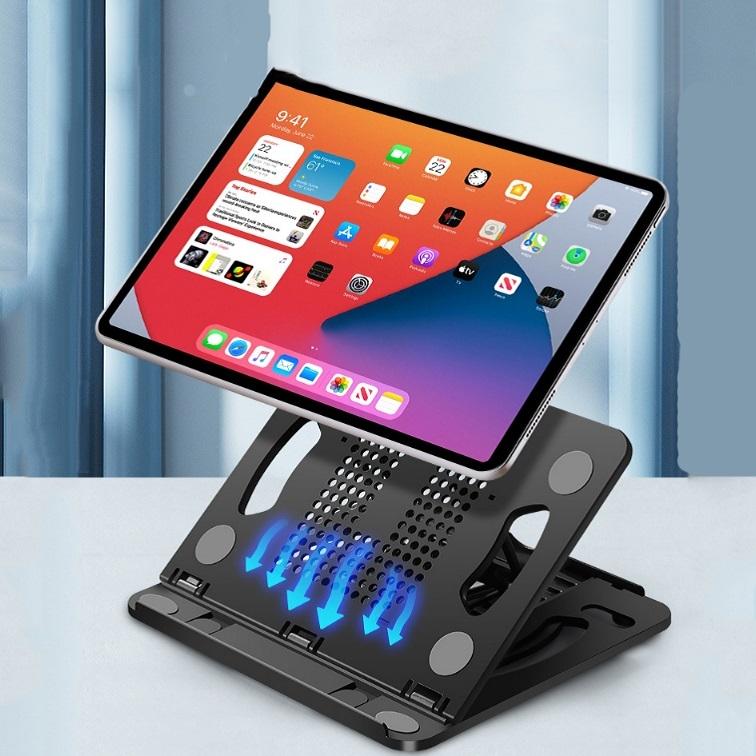 Adjustable Laptop Cooling Stand - Foldable Design - Black