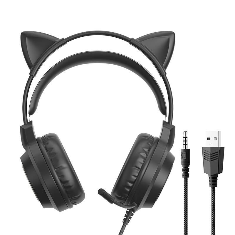 Rgb Cat Ear Gaming Headset - Black