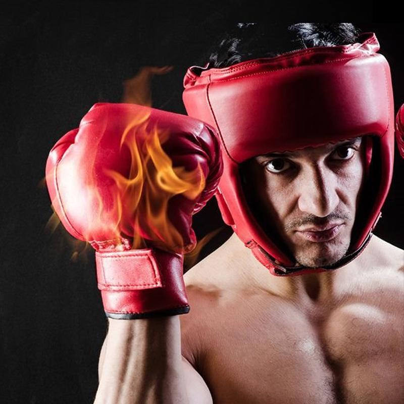 Competition Sparring Boxing Helmet For Head Protection - Red With Mask - S