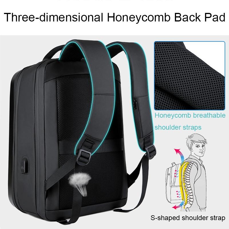 Waterproof Laptop Backpack with Usb Port - Large Capacity - Light Grey