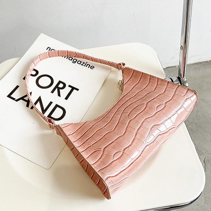 Small Square Stone Pattern Shoulder Bag for Women - White