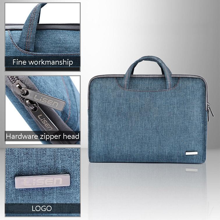 11.6 Inch Simple Business Laptop Bag with Liner - Ls-116 - Pu Black