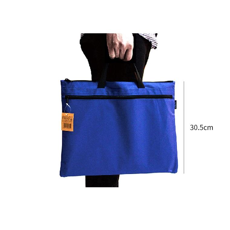 Double Zipper Canvas Storage Bag - Portable and Simple - Dark Blue