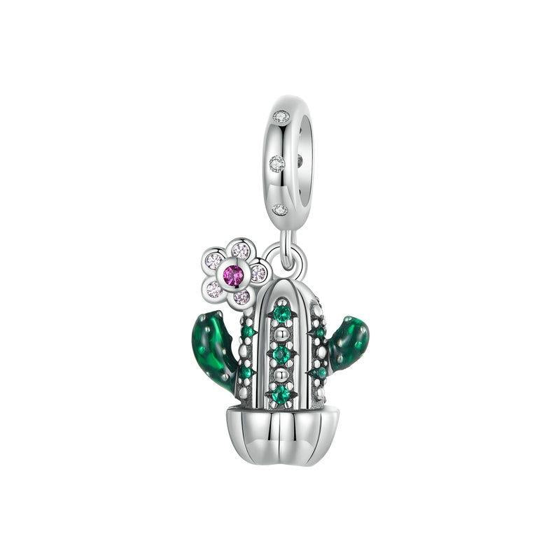 925 Sterling Silver Diy Desert Cactus Potted Pendant