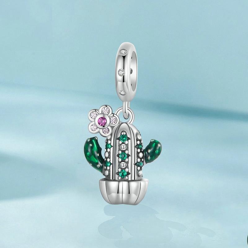 925 Sterling Silver Diy Desert Cactus Potted Pendant