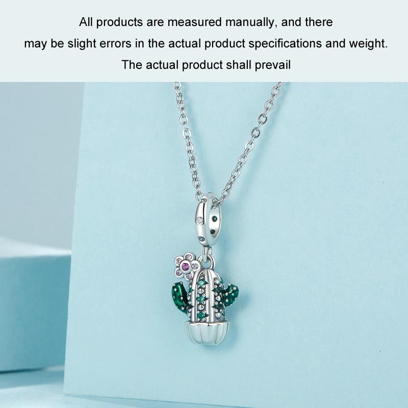 925 Sterling Silver Diy Desert Cactus Potted Pendant