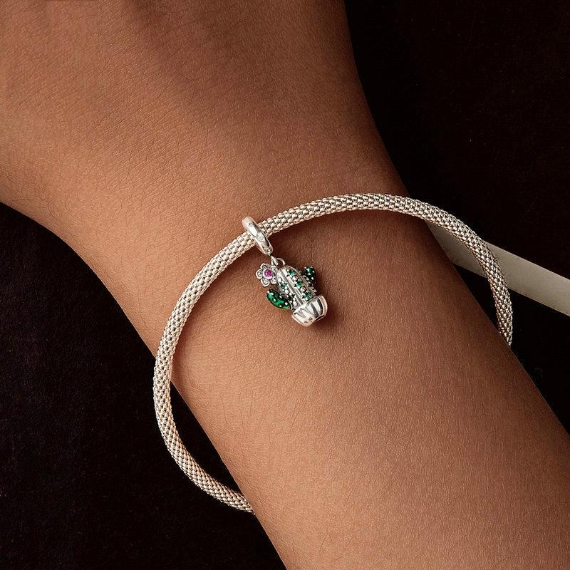 925 Sterling Silver Diy Desert Cactus Potted Pendant