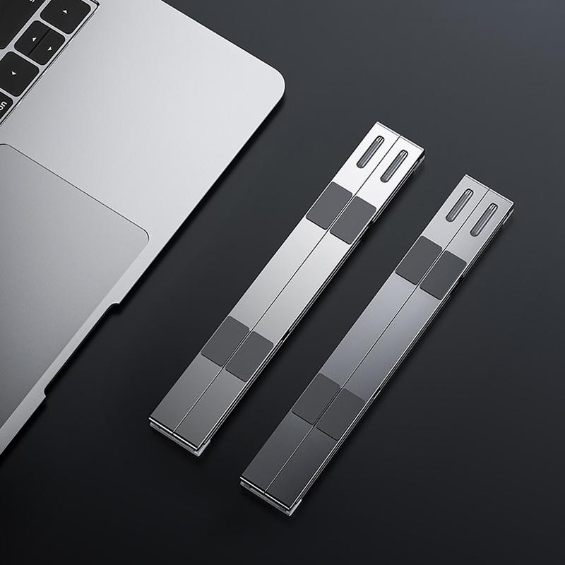 Adjustable Aluminum Laptop Cooling Bracket - Desktop - Gray