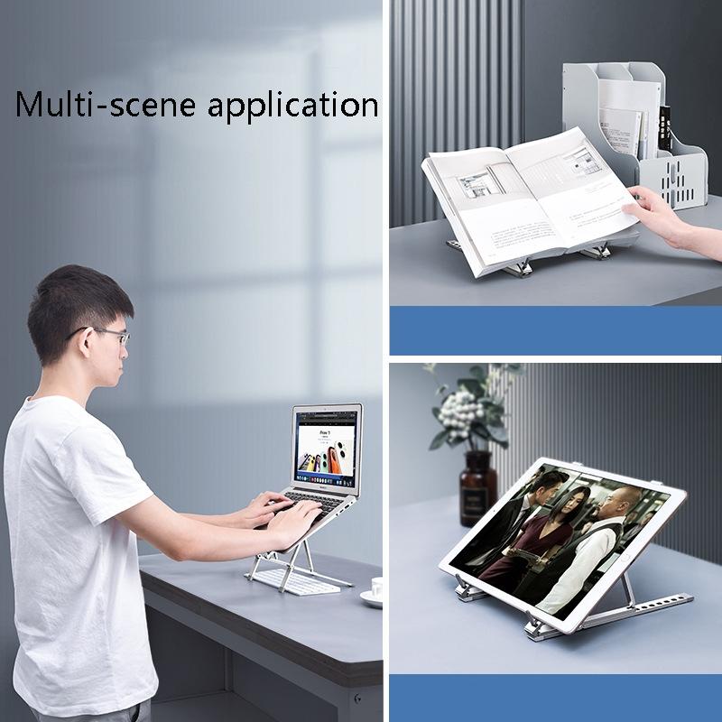 Adjustable Aluminum Laptop Cooling Bracket - Desktop - Gray