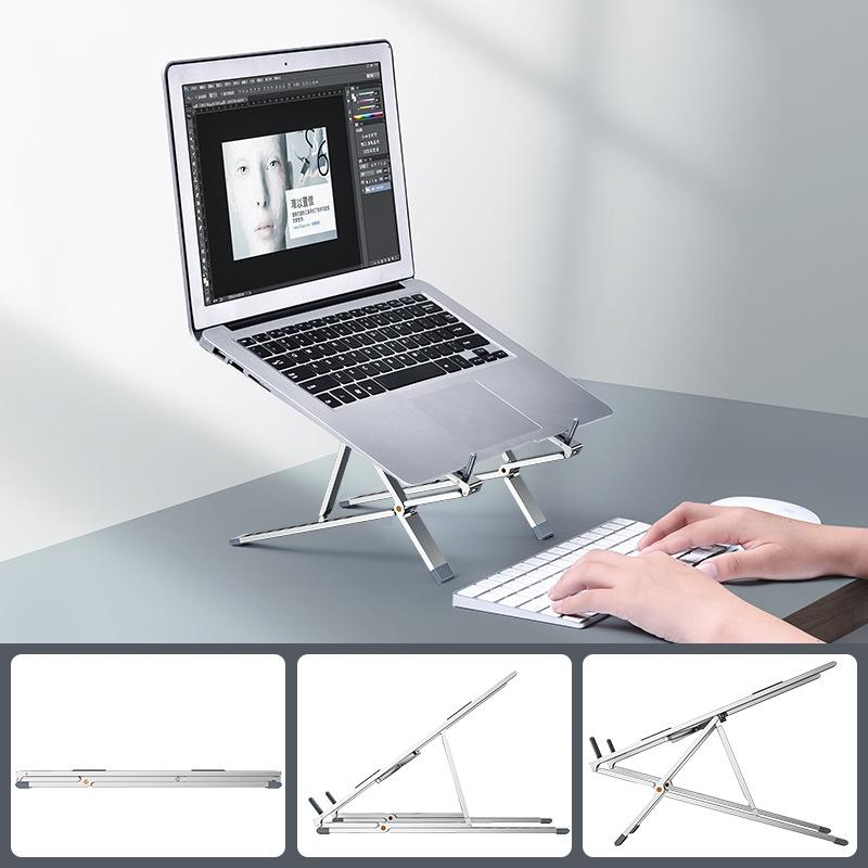 Adjustable Aluminum Laptop Cooling Bracket - Desktop - Gray