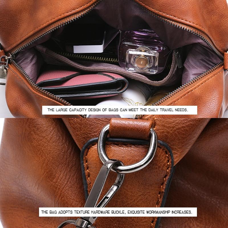 Soft Faced Casual Handbag - Large Diagonal Shoulder Bag - Black