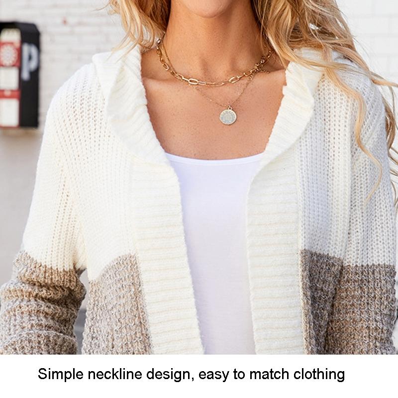 Women Casual Mid-Length Hooded Knit Cardigan Jacket - Green - S